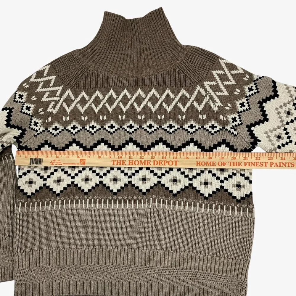 Alp N Rock Leighton Mock Neck Ski Sweater Coffee Brown Womens Large Fair Isle - Picture 8 of 10